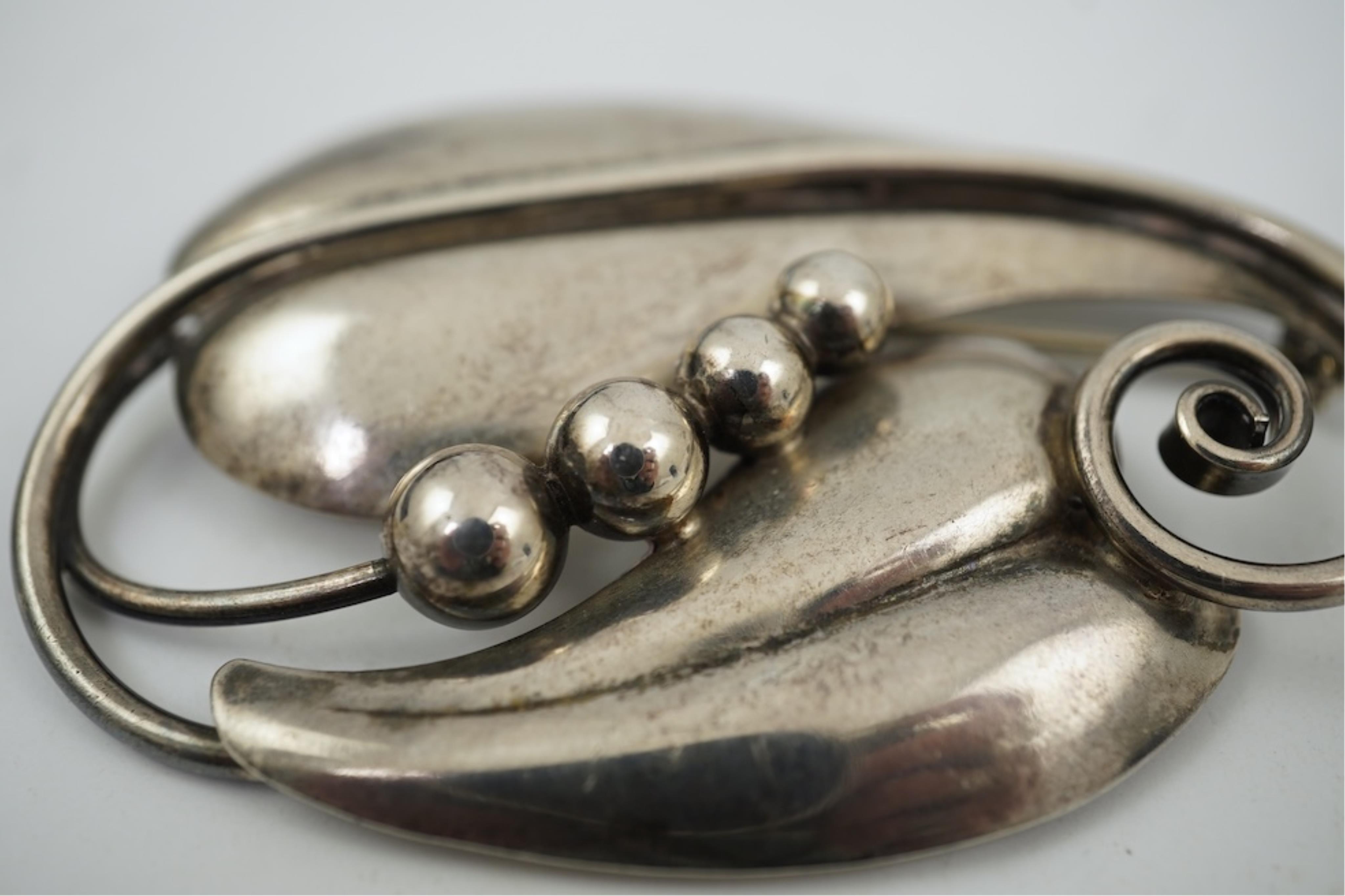 An Alphonse La Paglia sterling 925 leaf and berry brooch, no.130, 64mm, 21 grams.